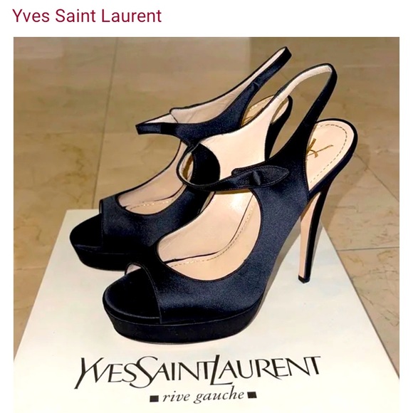Yves Saint Laurent satin peep toe heels - Picture 1 of 1